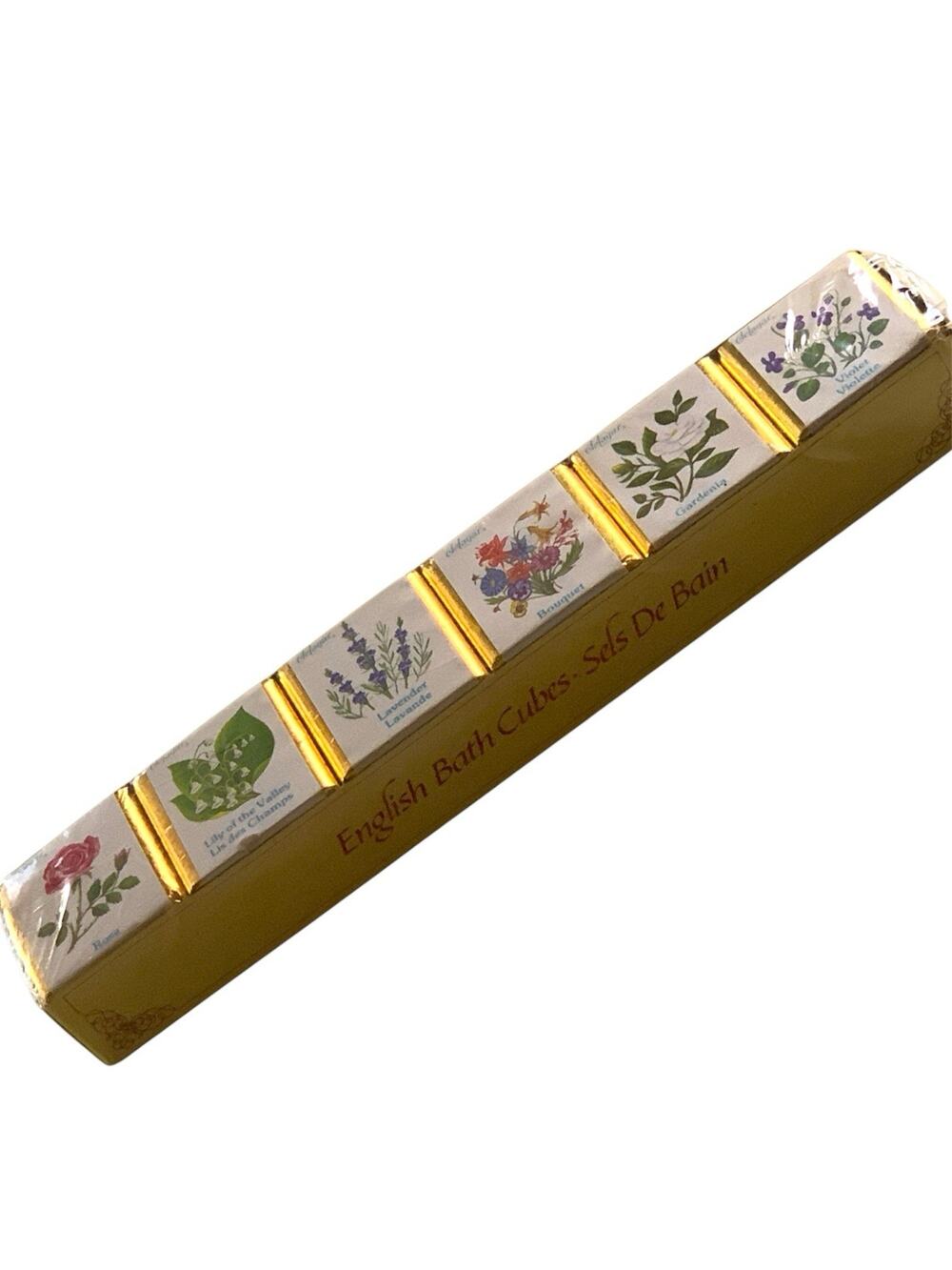 NOS Vintage 80s Delagar 6 English Bath Cubes Floral Scent Made in England 9 oz